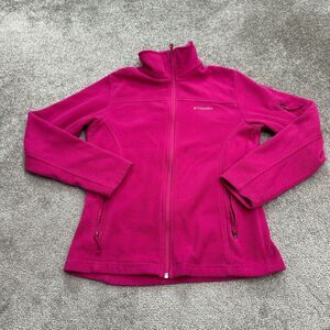 Columbia Fleece Jacket Womens Small Pink Full Zip Pockets Outdoor Hiking Casual